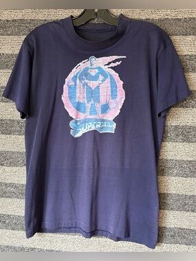Vintage 80’s Superman The Movie DC Comics Navy Single Stitch T-Shirt Medium